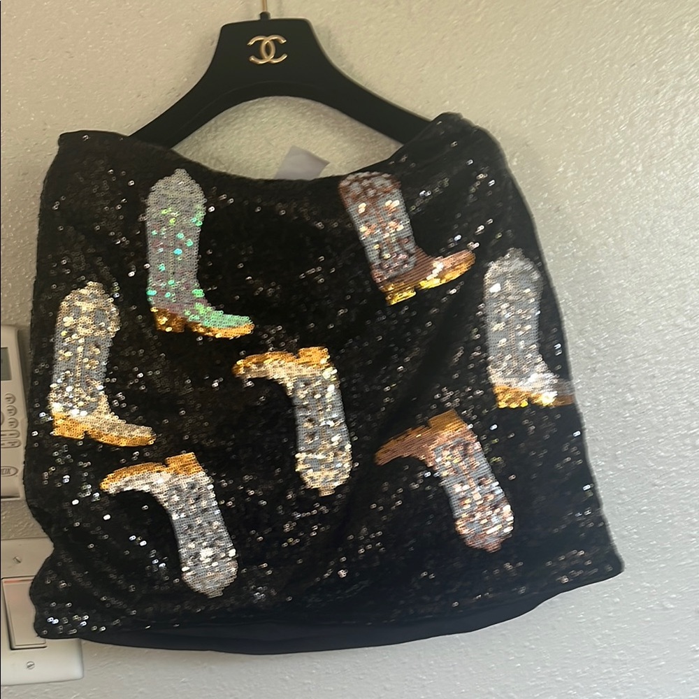 Black and Silver Shoulder Bag with Sparkling Design